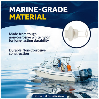 Garboard Drain Plug For 1" Transom Hole, White Nylon - FO1794 - Five Oceans