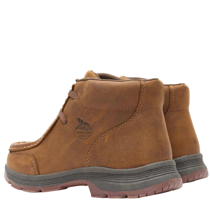 Brown full-grain leather Georgia Boot Athens Superlyte Wallabe with a durable slip-resistant rubber outsole.