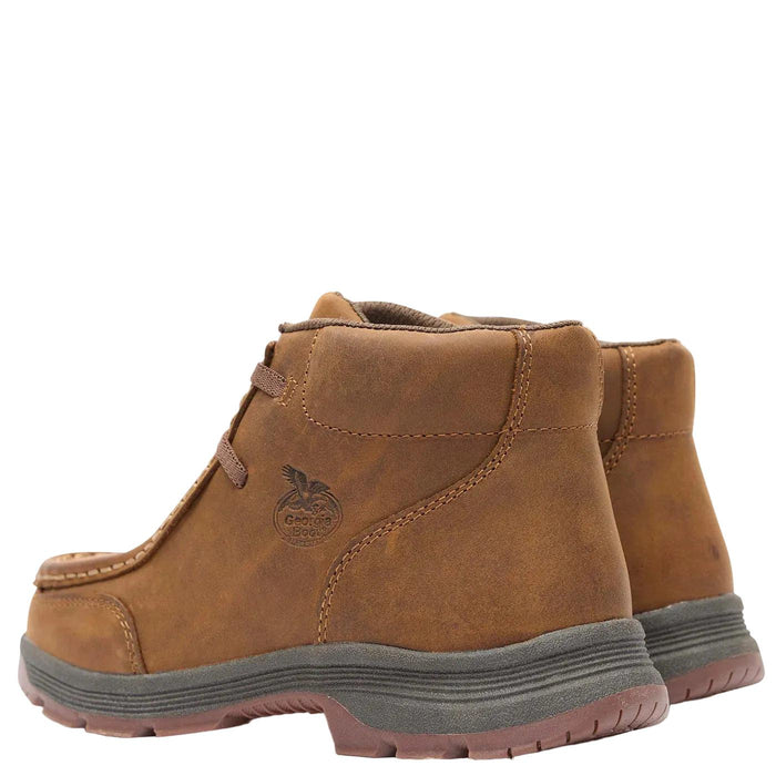 Brown full-grain leather Georgia Boot Athens Superlyte Wallabe with a durable slip-resistant rubber outsole.