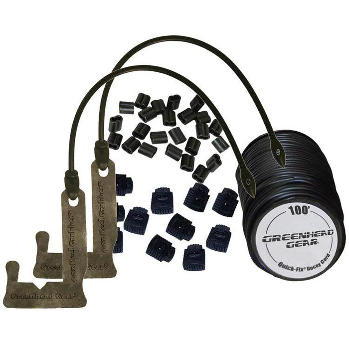 GHG Keel Grabber decoy rigging kit with 100' cord spool, black weights, crimps, and adjusters for duck decoys.