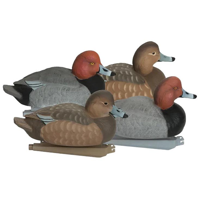 GHG Pro-Grade foam-filled Redhead duck decoys featuring realistic feather detail and varied active and resting poses.