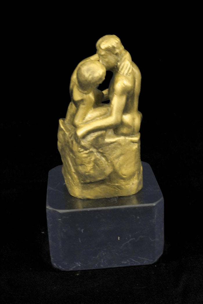 Gilt 100% Real Bronze Rodin Kiss Lover Kissing Bronze Sculpture Statue Figurine