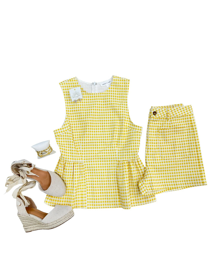 Gingham Print Shorts (Yellow)