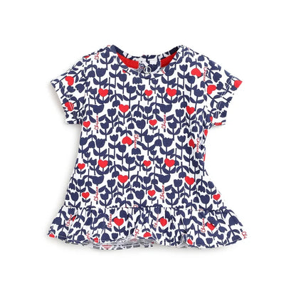 Girls Blue Floral Printed Top