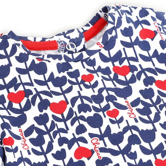 Girls Blue Floral Printed Top