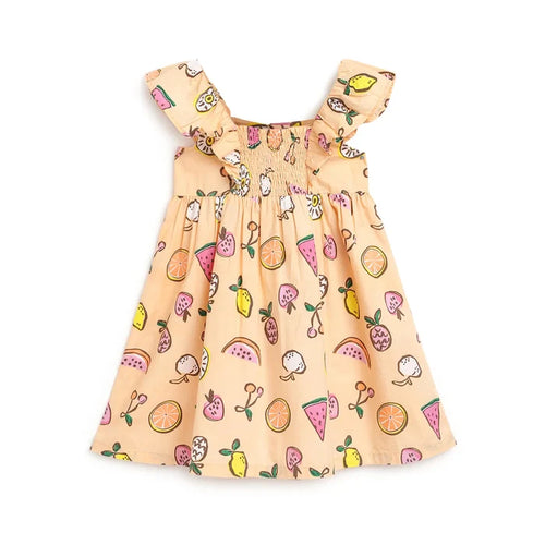 Girls Orange Printed Dress