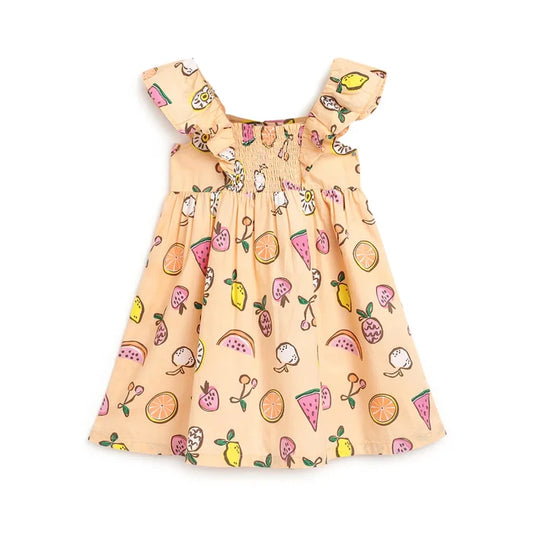 Girls Orange Printed Dress