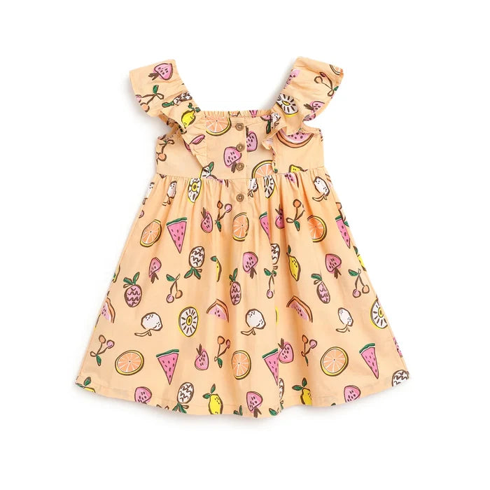 Girls Orange Printed Dress