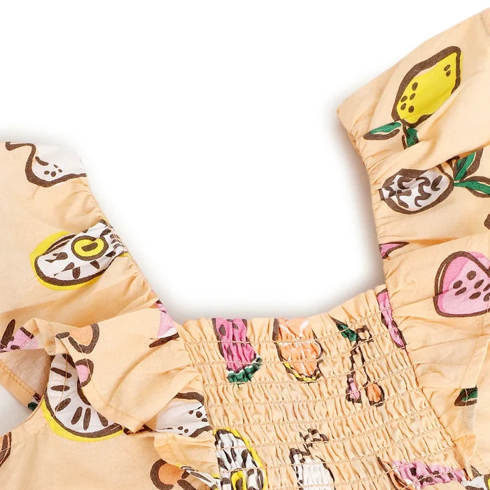 Girls Orange Printed Dress