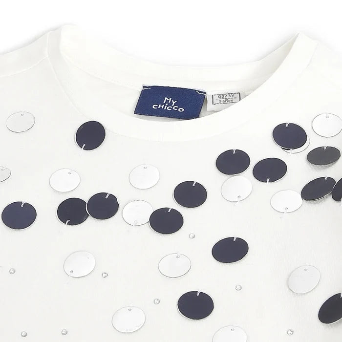 Girls White Embellished T-shirt