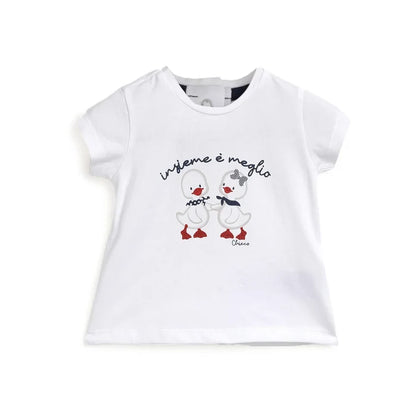 Girls White Graphic Printed T-shirt