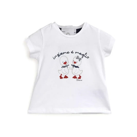 Girls White Graphic Printed T-shirt