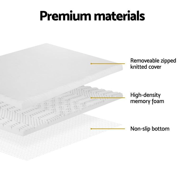 Giselle Bedding Memory Foam Mattress Topper 7-Zone Airflow Pad 8cm Double White -Home Living Store - -