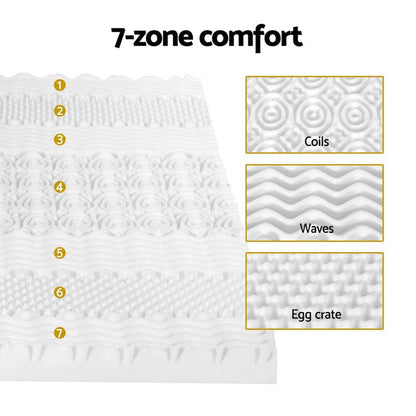 Giselle Bedding Memory Foam Mattress Topper 7-Zone Airflow Pad 8cm Double White -Home Living Store - -
