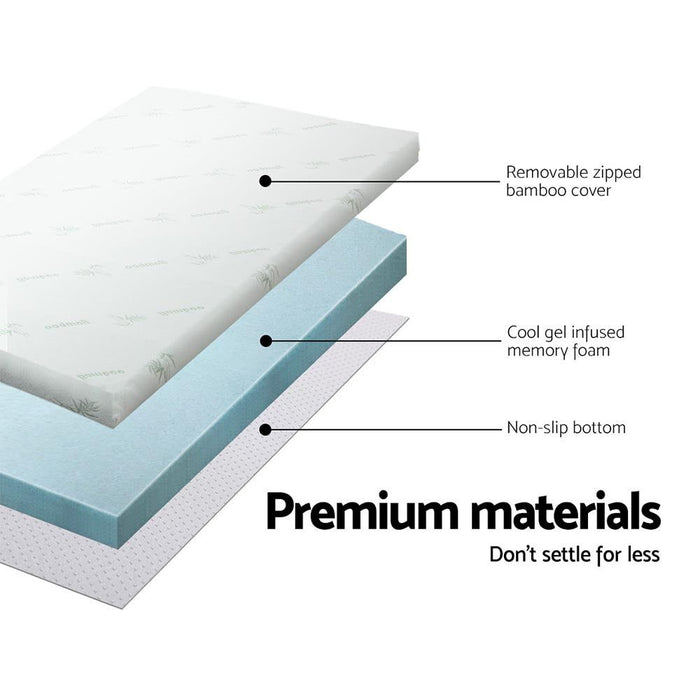Giselle Bedding Memory Foam Mattress Topper Cool Gel 5cm King -Home Living Store - -