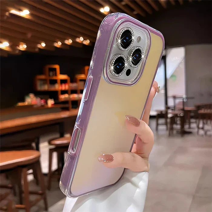 Rhinestone-studded phone case.