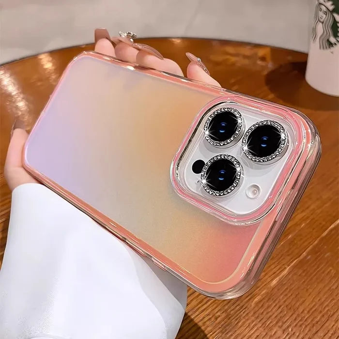 Rhinestone-studded phone case.