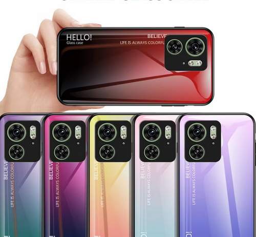 Colorful phone cases with camera cutouts.