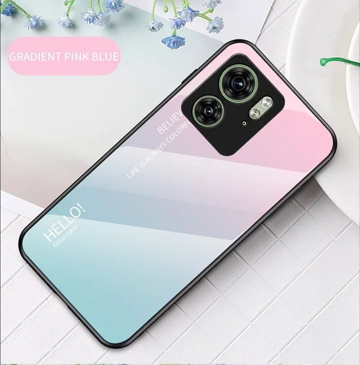 Gradient pink and blue phone case.