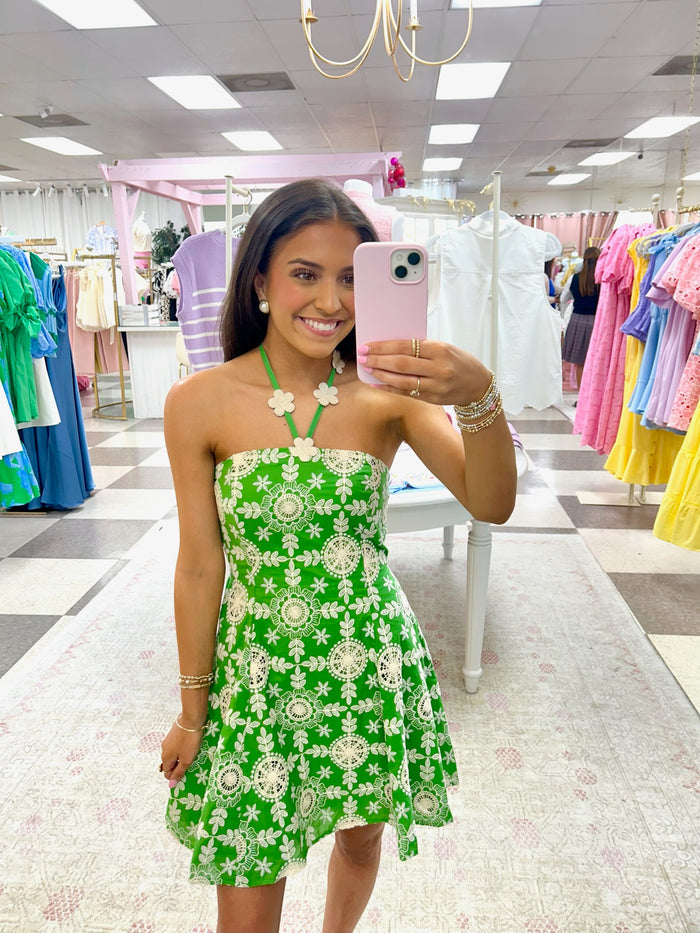 Going For Green Halter Mini Dress
