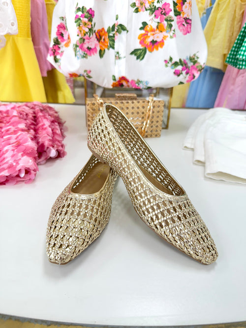 Gold Woven Flats