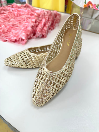 Gold Woven Flats