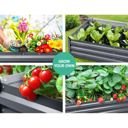 Greenfingers 2x Garden Bed 210x90cm Planter Box Raised Container Galvanised Herb -Home Living Store - -