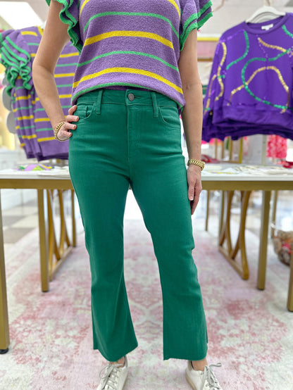 Gretta Green Crop Flare Jeans
