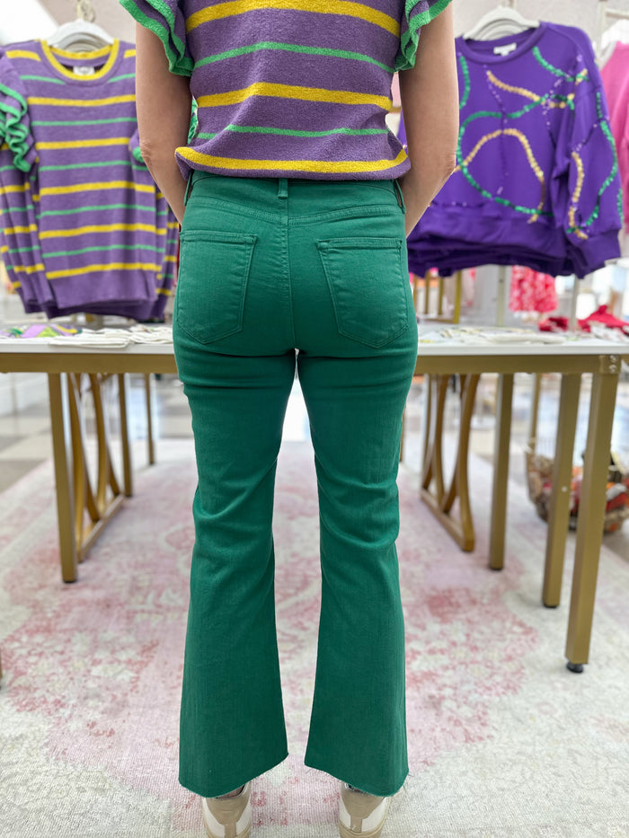 Gretta Green Crop Flare Jeans