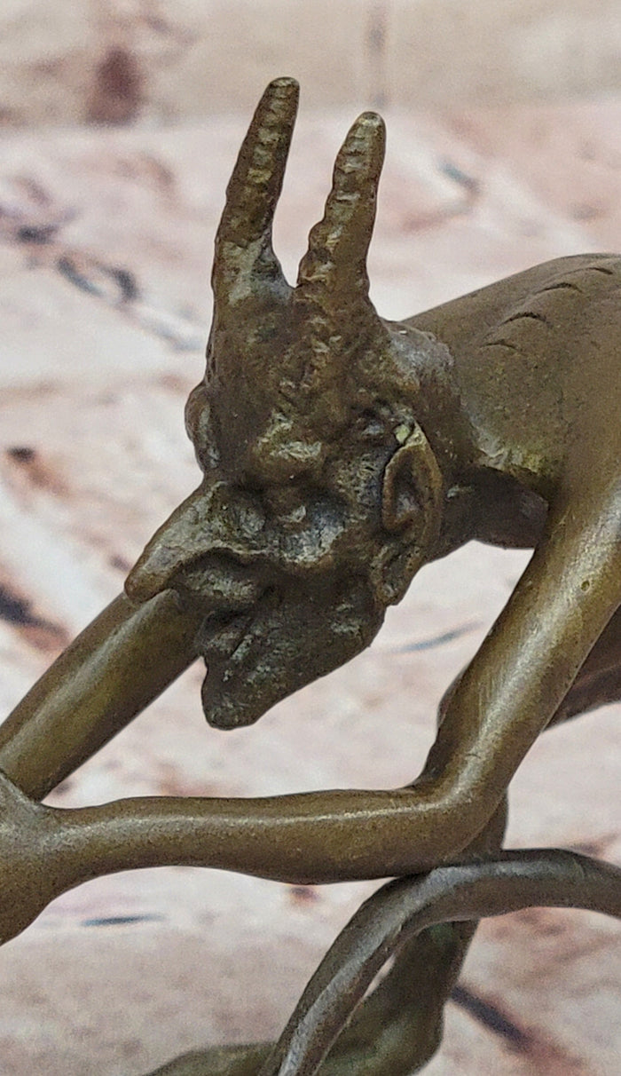 Grotesque Bronze Demon Satyr Figurine – Mythical Horned Creature Sculpture