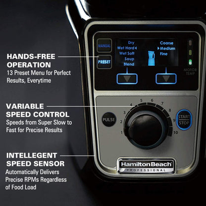 HAMILTON BEACH PROFESSIONAL 58770 2.2 HP 120V Mixer Grinder and Juicer - Refurbished with Home Essentials warranty