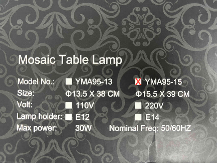 Handmade Mosaic Lamp 16x16x40cm