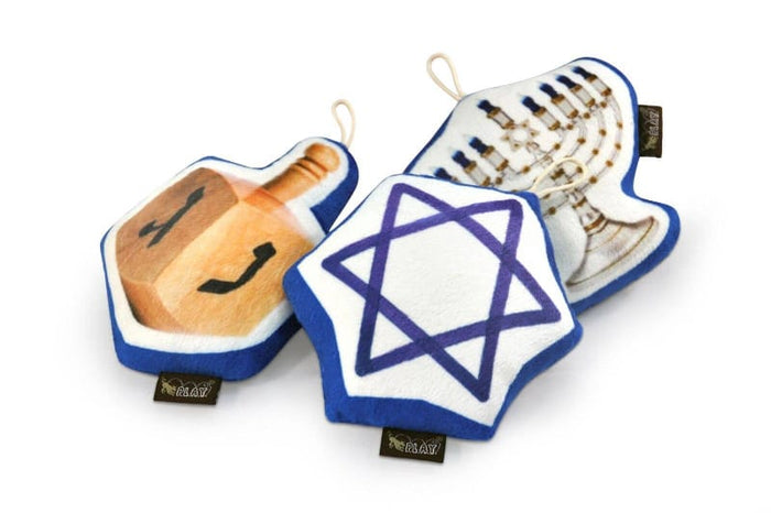 Play Pet Brands dog toys Hanukkah 3-Pc Plush Squeaker Holiday Dog Toy Set