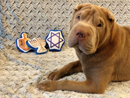 Play Pet Brands dog toys Hanukkah 3-Pc Plush Squeaker Holiday Dog Toy Set