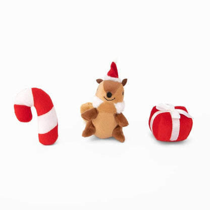 ZippyPaws dog toys Holiday Miniz Festive Friends Plush Squeaky Christmas Dog Toy Set - 3 Pk