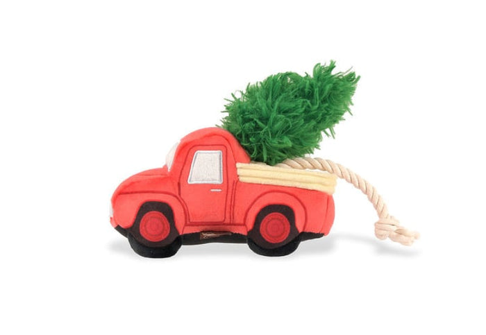 Play Pet Brands dog toys Home for the Holidays Holiday Hauler Christmas Truck Plush Squeak Dog Toy