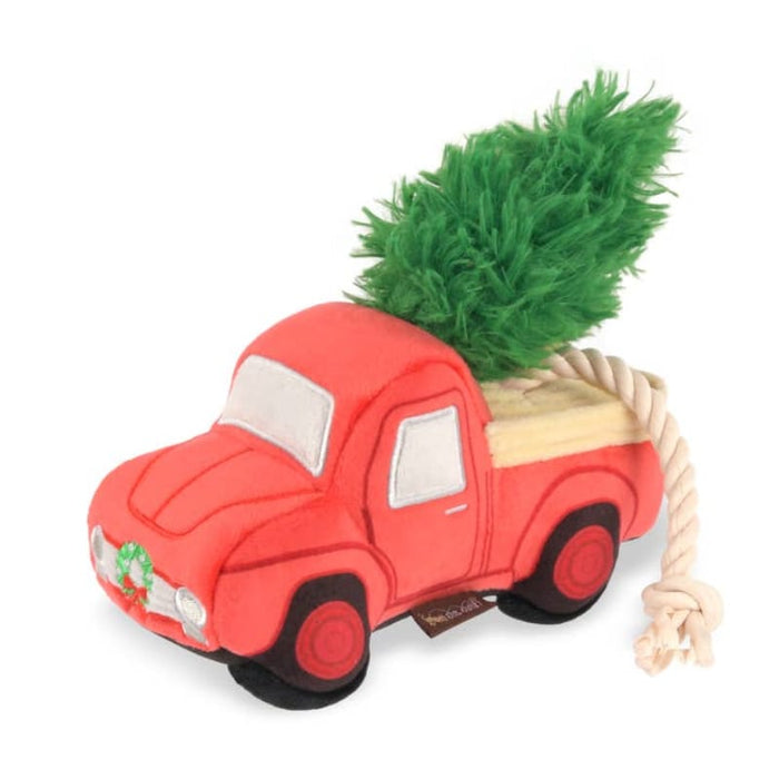 Play Pet Brands dog toys Home for the Holidays Holiday Hauler Christmas Truck Plush Squeak Dog Toy