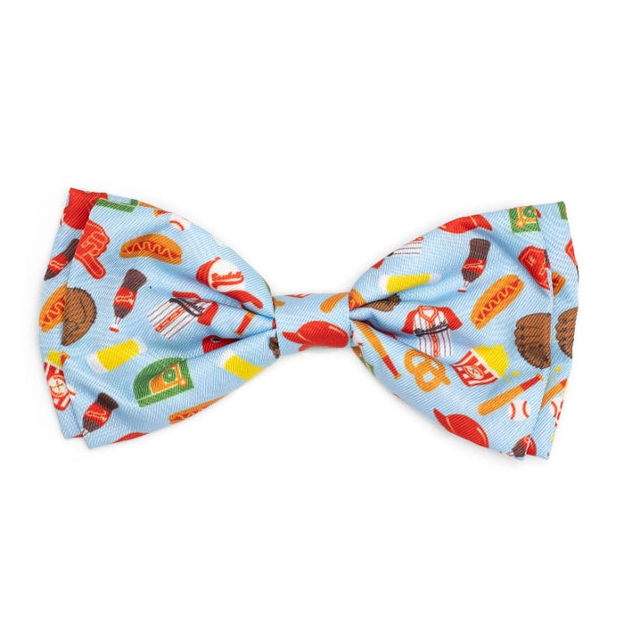 The Worthy Dog Bow Ties SM Home Run Baseball Theme Light Blue Bow Tie Pet Collar Attachment - 2 Sizes