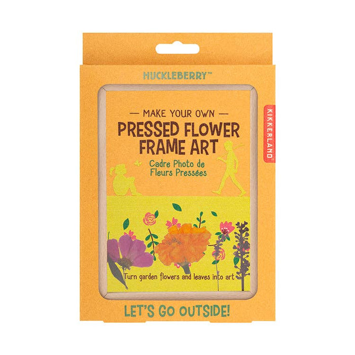 Huckleberry pressed flower frame art packaging on a white background