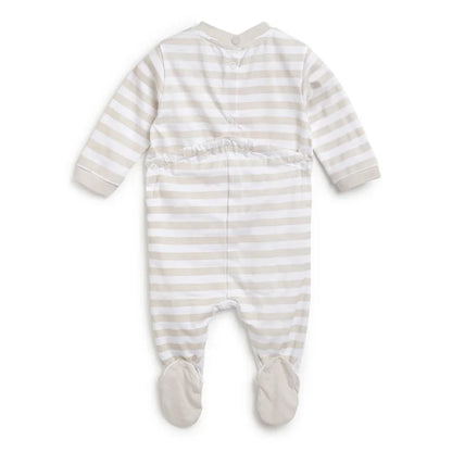 Infants White Printed Nappy Opening Babysuit