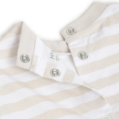 Infants White Printed Nappy Opening Babysuit