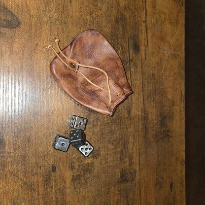 Iron Dice Gift Set — Metal Dice with Large Genuine Leather Pouch | Groomsmen & Men's Gift, Made in USA