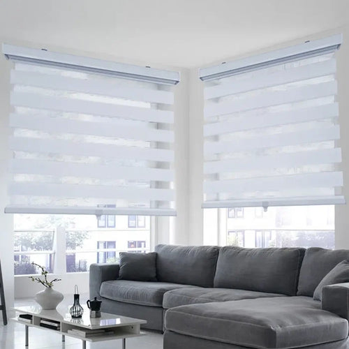 ITY CDNW-1 84 Olivia Stone Cordless Polyester Zebra Day-Night Blind 84"x84" in White