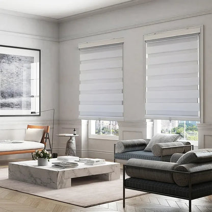 ITY CDNW-1 84 Olivia Stone Cordless Polyester Zebra Day-Night Blind 84"x84" in White