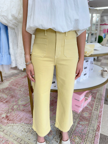 JB Patch Pocket Wide Leg Denim Jeans (Lt Yellow)