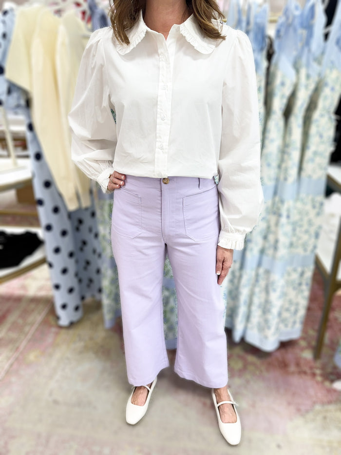 Julia White Collared Button Down Top