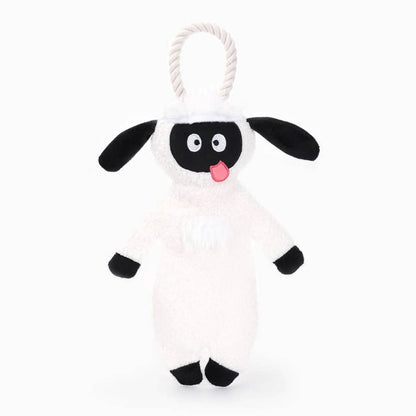 Hugsmart Products Inc Dog Toys Jumbo Animal Sheep Plush Squeak Rope Dog Toy