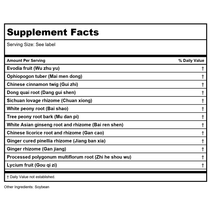 Kan Herb Traditionals Warm The Flow 2 Ounce - Supplement Facts panel