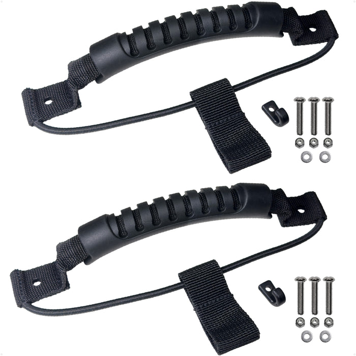 Kayak Side-Mount Handles with Bungee Paddle / Hook Holder, Black, 2-Pack - FO4862 - Five Oceans