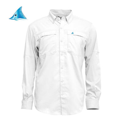Kevin's Long Sleeve Fishing Shirt-Men's Clothing-White w/ Red Fish Tail-S-Kevin's Fine Outdoor Gear & Apparel